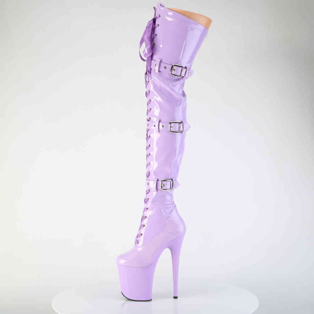 Pleaser - FLAMINGO-3028 Plateau Overknee Laarzen - Paars